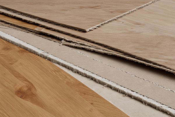 Professional hardwood floor installation showing precise measurement and expert craftsmanship with premium oak planks